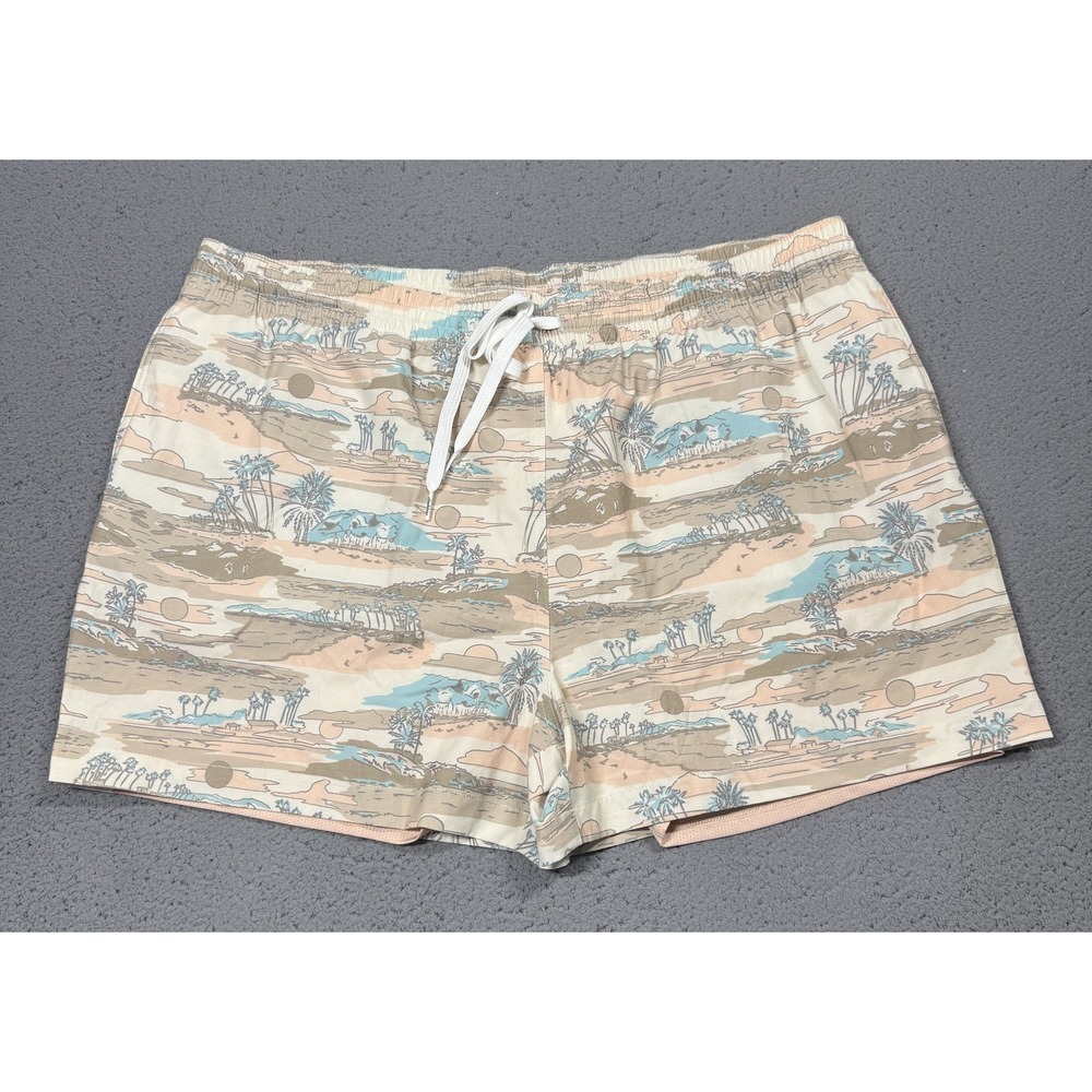Chubbies Swim Trunks Shorts Mens 2XL Beige Tropical Print 4 Inseam Mesh Lined